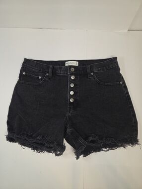 ​Abercrombie & Fitch High Rise 4" Short Washed Black Button Fly Size 31 / 12